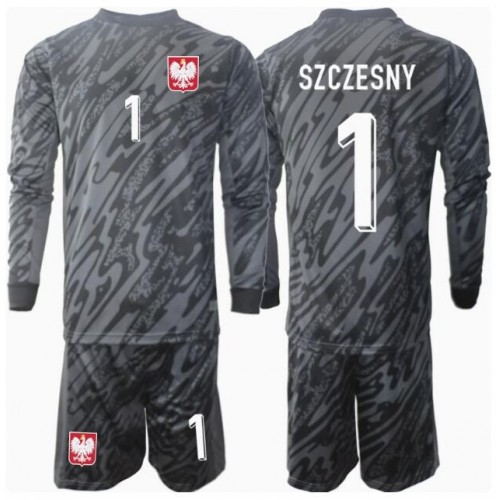 Fotbalové Dres Polsko Wojciech Szczesny #1 Brankářské Dětské Venkovní ME 2024 Dlouhý Rukáv (+ trenýrky)